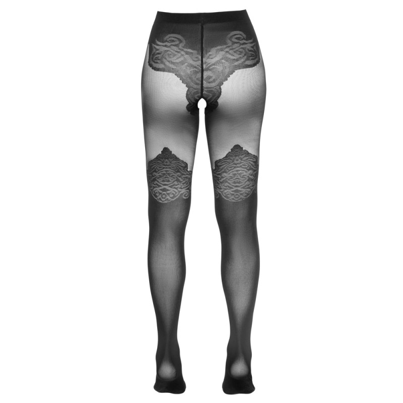 Cottelli LEGWEAR - Czarne Rajstopy Z Eleganckim Wzorem Nad Kolano 6 Cottelli LEGWEAR - Czarne Rajstopy Z Eleganckim Wzorem Nad Kolano 6
