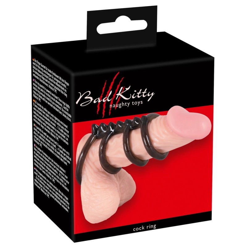 Bad Kitty - Pierścień Na Penisa Kwartet Czarny Bad Kitty - Pierścień Na Penisa Kwartet Czarny