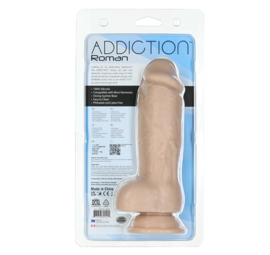 Addiction - Grube Dildo Roman 20 cm Beżowe