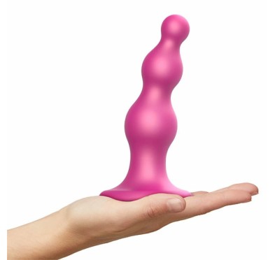 Dildo - Strap-On-Me Dildo Plug Beads Metallic Raspberry Pink L