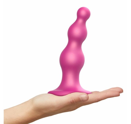 Dildo - Strap-On-Me Dildo Plug Beads Metallic Raspberry Pink L