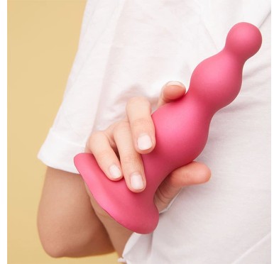 Dildo - Strap-On-Me Dildo Plug Beads Metallic Raspberry Pink L