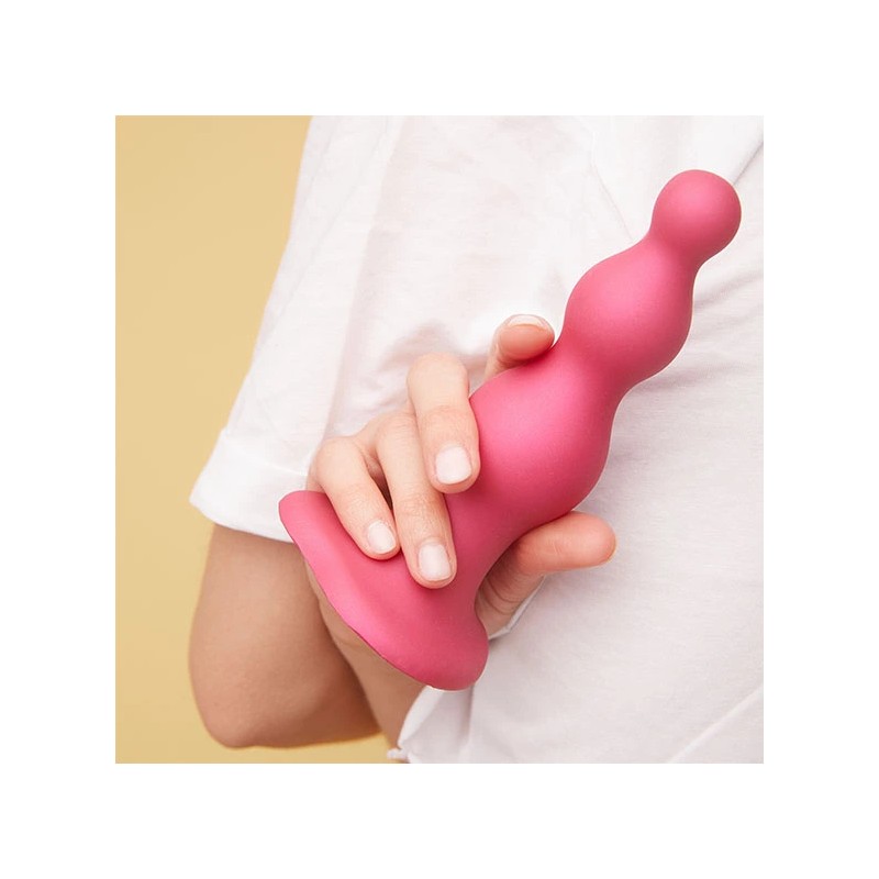 Dildo - Strap-On-Me Dildo Plug Beads Metallic Raspberry Pink L