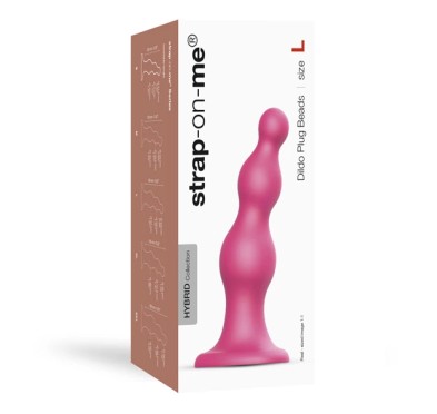 Dildo - Strap-On-Me Dildo Plug Beads Metallic Raspberry Pink L