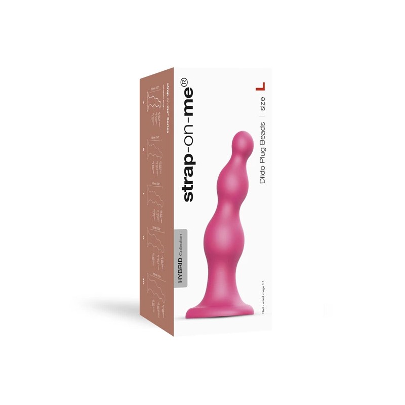 Dildo - Strap-On-Me Dildo Plug Beads Metallic Raspberry Pink L