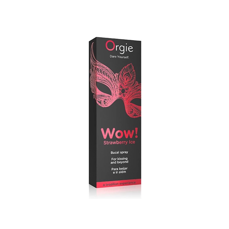 Spray do seksu oralnego - Orgie Wow! Strawberry Ice Bucal Spray 10 ml