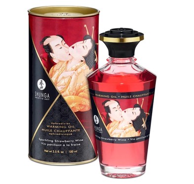 Rozgrzewający olejek do masażu - Shunga Aphrodisiac Warming Oil Sparkling Strawberry Wine 100 ml