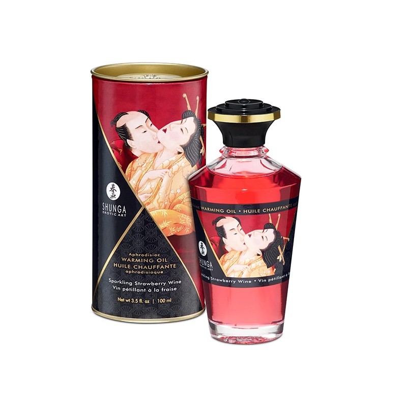 Rozgrzewający olejek do masażu - Shunga Aphrodisiac Warming Oil Sparkling Strawberry Wine 100 ml