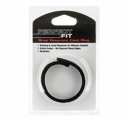 Zacisk erekcyjny - Perfect Fit Neoprene Snap Cockrings Black Czarny