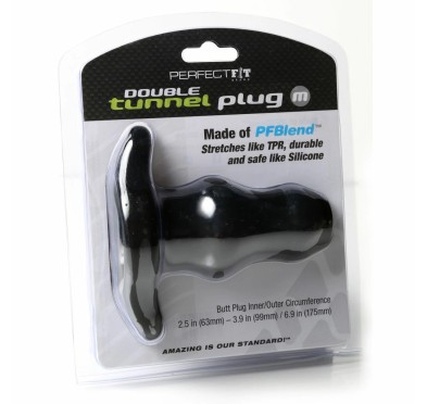 Plug analny podwójny tunel - Perfect Fit Double Tunnel Plug Medium Black Czarny Średni