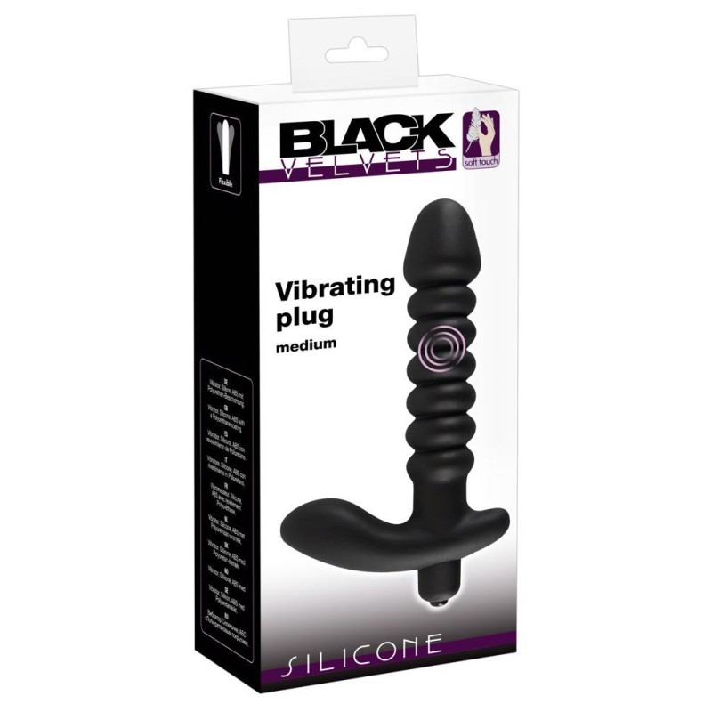 Dildo korek analny czarny prążkowany 17 cm Dildo korek analny czarny prążkowany 17 cm