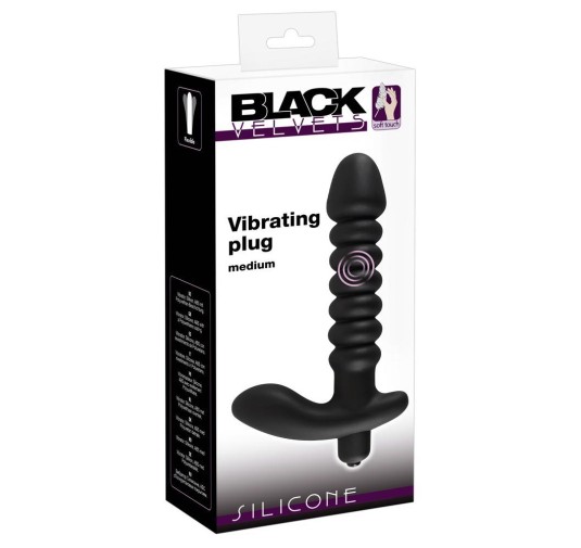 Dildo korek analny czarny prążkowany 17 cm