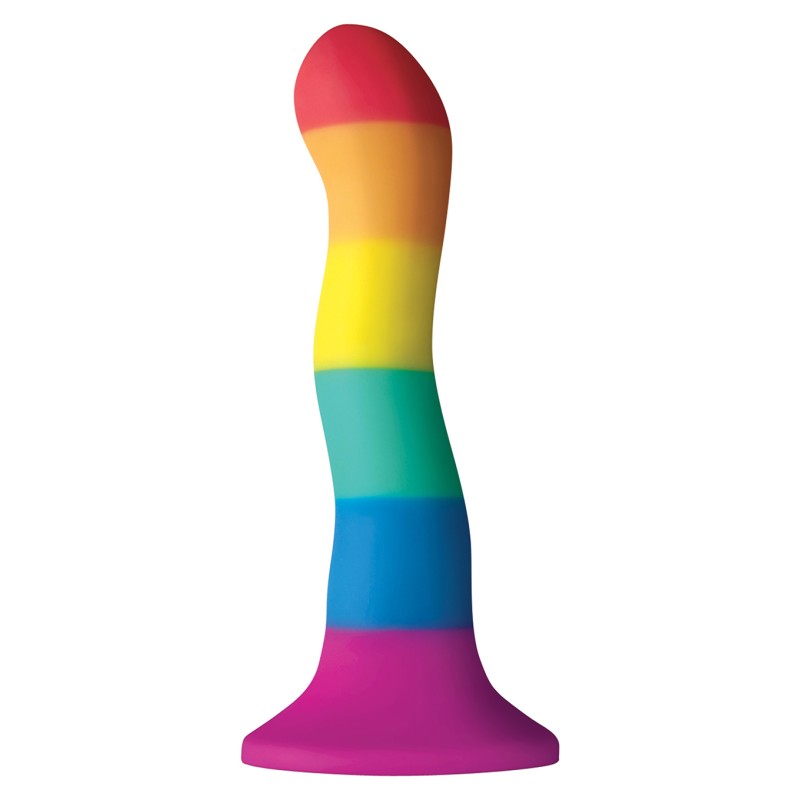 Tęczowe silikonowe dildo z mocną przyssawką 15 cm