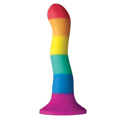 Tęczowe silikonowe dildo z mocną przyssawką 15 cm