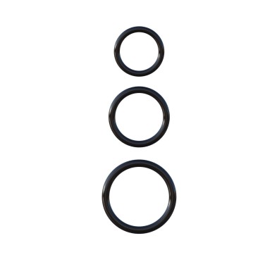 Pierścień-SILICONE 3-RING STAMINA SET BLACK