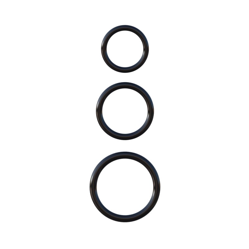 Pierścień-SILICONE 3-RING STAMINA SET BLACK