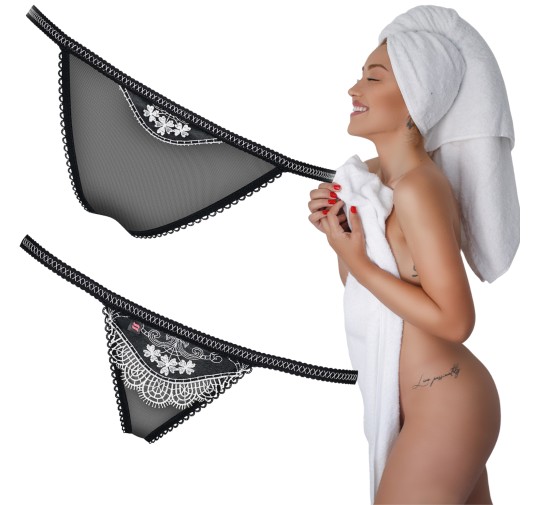 Majtki erotyczne koronkowe zdobione obsessive l/xl