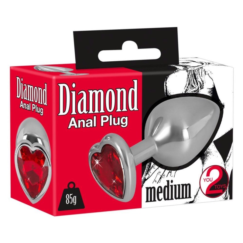 Ozdobny korek analny z sercem kryształek plug 8cm Ozdobny korek analny z sercem kryształek plug 8cm