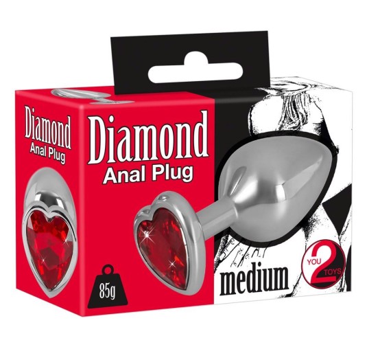 Ozdobny korek analny z sercem kryształek plug 8cm