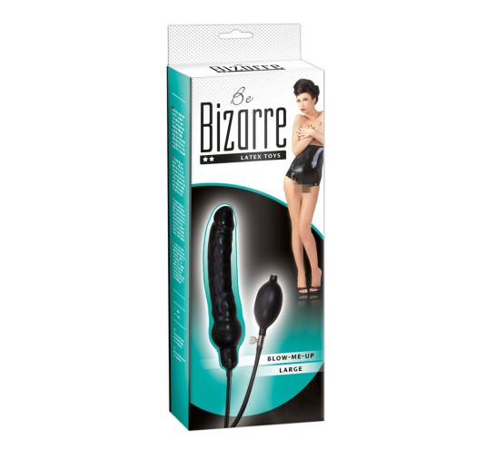 Nadmuchiwane czarne dildo penis z lateksu 25 cm