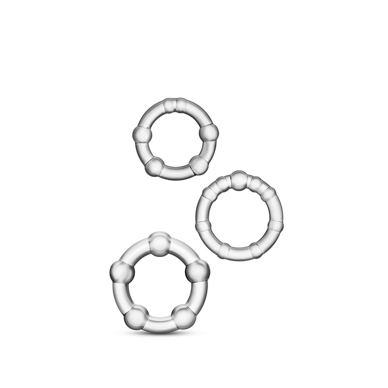 Zestaw-STAY HARD BEADED COCKRINGS CLEAR