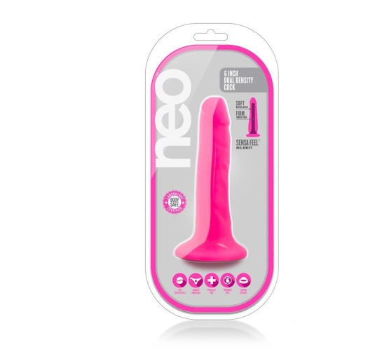 Dildo-neo 6inch dual density cock neon pink
