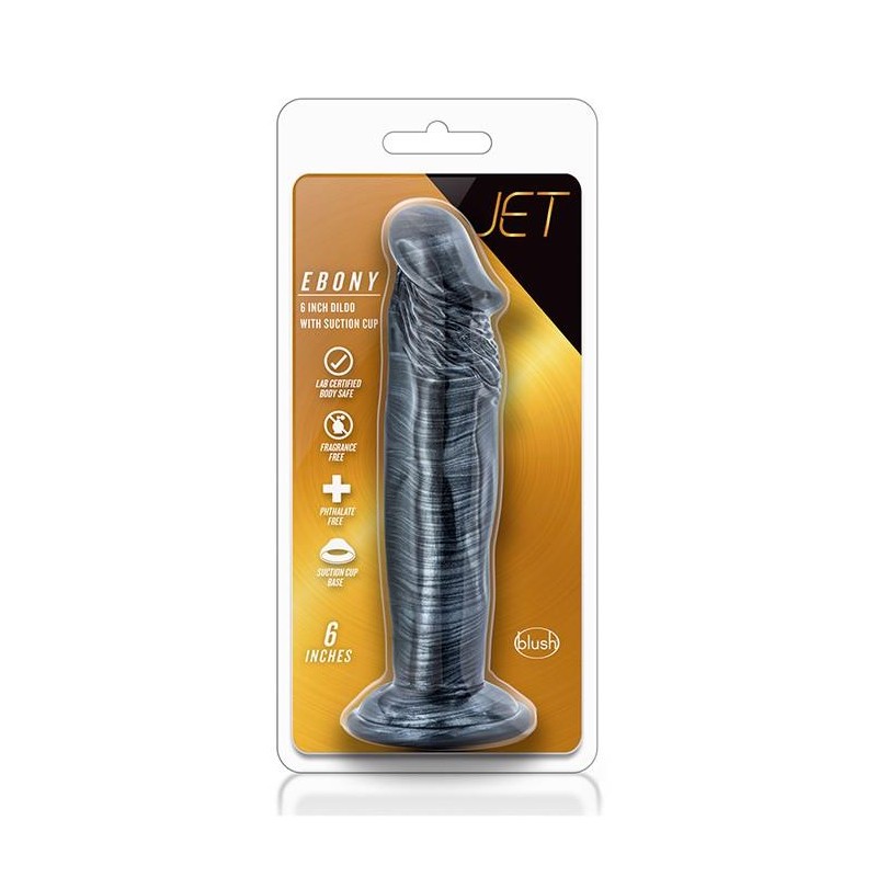 Jet ebony 6inch dildo ebony metallic