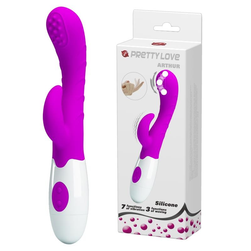 Wibrator z masażerem łechtaczki ruch główki 20cm Wibrator z masażerem łechtaczki ruch główki 20cm