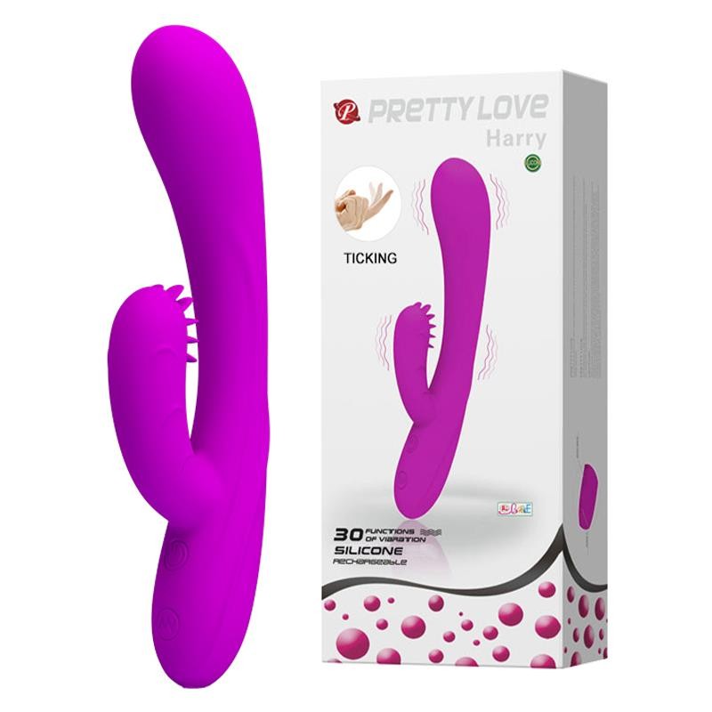 Wibrator z masażerem łechtaczki z wypustkami 19cm Wibrator z masażerem łechtaczki z wypustkami 19cm