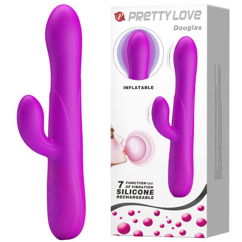 Gruby wibrator pompowany z masażerem 7trybów 24cm Gruby wibrator pompowany z masażerem 7trybów 24cm