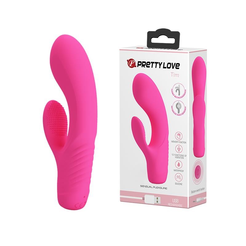 Wibrator z masażerem łechtaczki i wypustkami 15cm Wibrator z masażerem łechtaczki i wypustkami 15cm