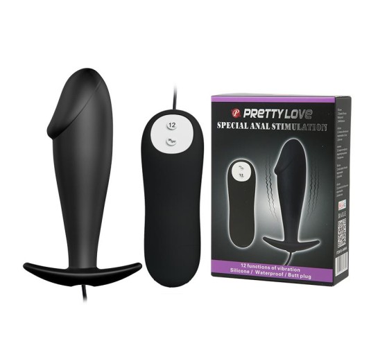Wibrujący penis plug sex korek analny 10cm 12tryb