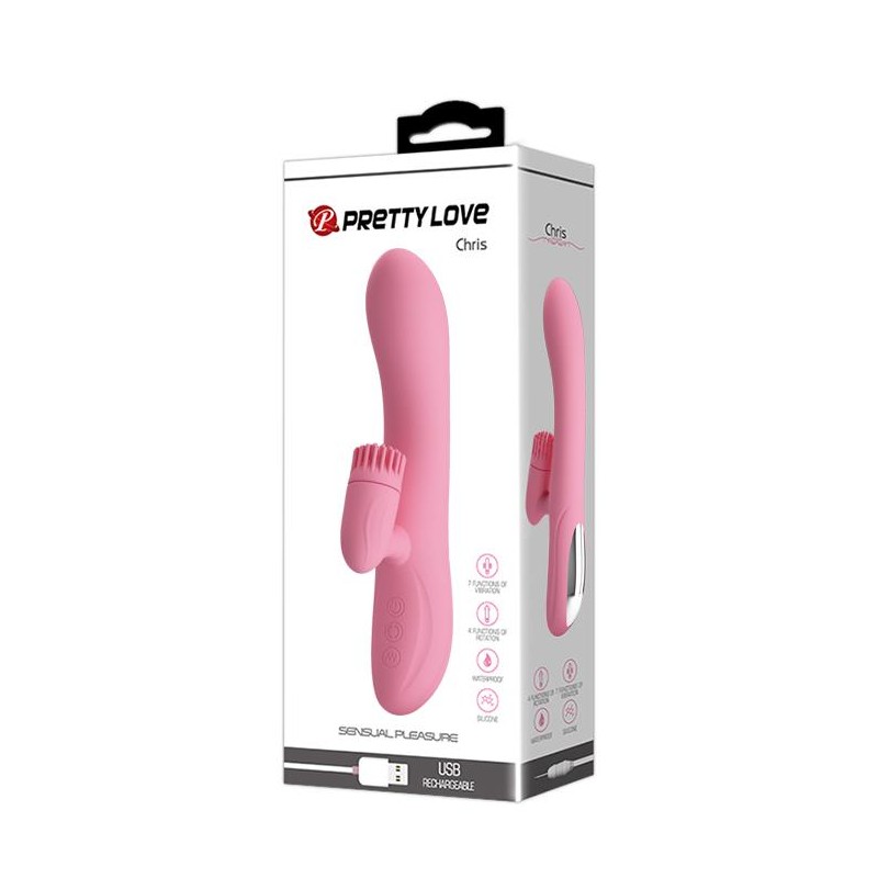 Wibrator z obrotowym masażerem łechtaczki 20cm usb Wibrator z obrotowym masażerem łechtaczki 20cm usb