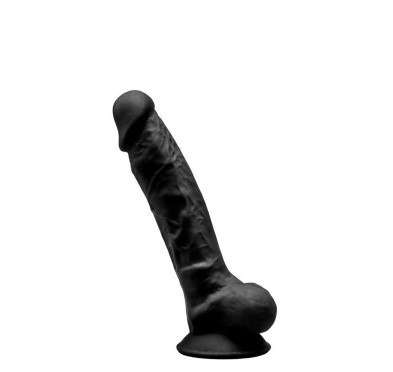 Duże czarne wyżyłowane dildo z przyssawką 17,7 cm