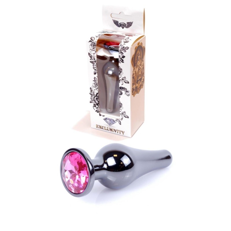 Długi stalowy korek plug analny z kryształem 2,7cm Długi stalowy korek plug analny z kryształem 2,7cm