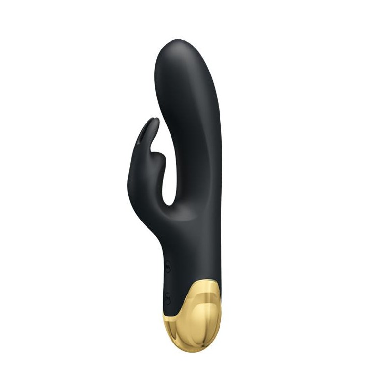 Złocony wibrator z masażerem łechtaczki usb 19cm Złocony wibrator z masażerem łechtaczki usb 19cm