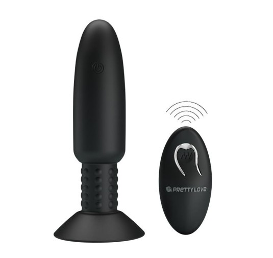 Korek analny z wibracjami rotacją przyssawka 14cm