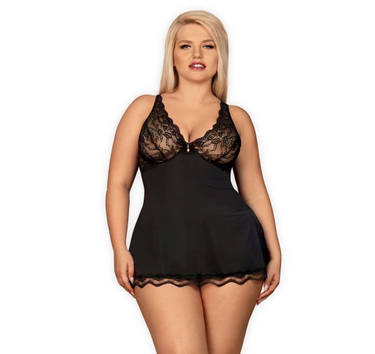Bielizna-Luvae babydoll i stringi czarne XXL