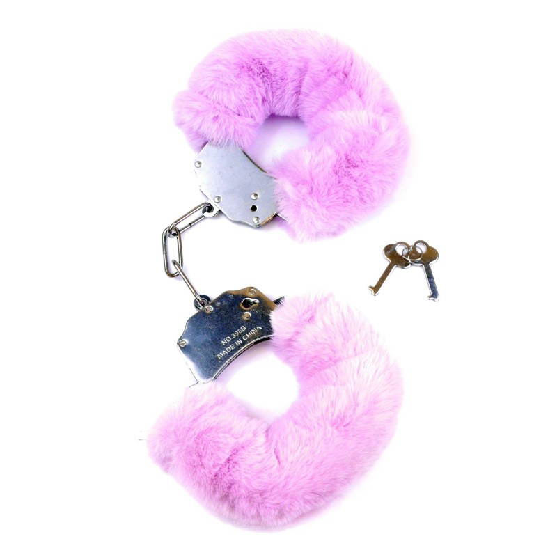 Kajdanki metalowe z futerkiem bondage bdsm fiolet Kajdanki metalowe z futerkiem bondage bdsm fiolet