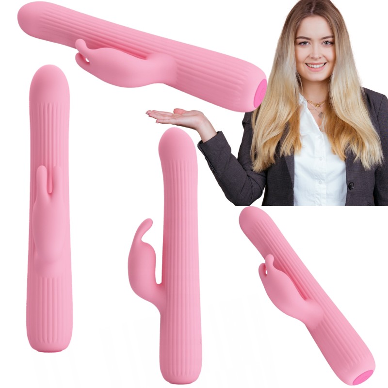 Królik wibrator z masażerem rotacyjny 18cm 4tryby Królik wibrator z masażerem rotacyjny 18cm 4tryby