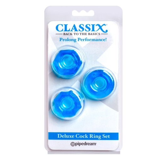 C Deluxe Cock Ring Set Blue