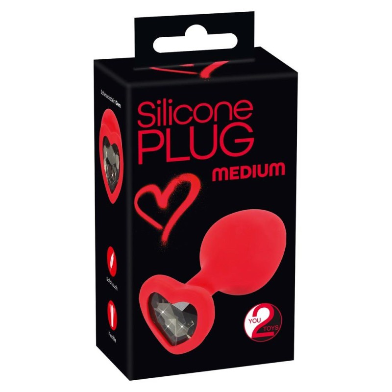 Ozdobny korek analny silikonowy plug z sercem 7cm Ozdobny korek analny silikonowy plug z sercem 7cm