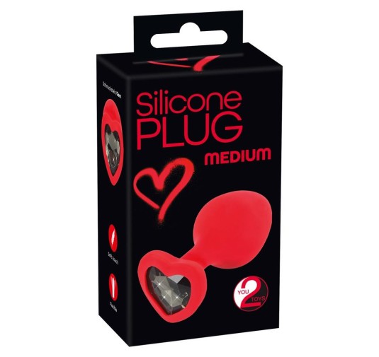 Ozdobny korek analny silikonowy plug z sercem 7cm