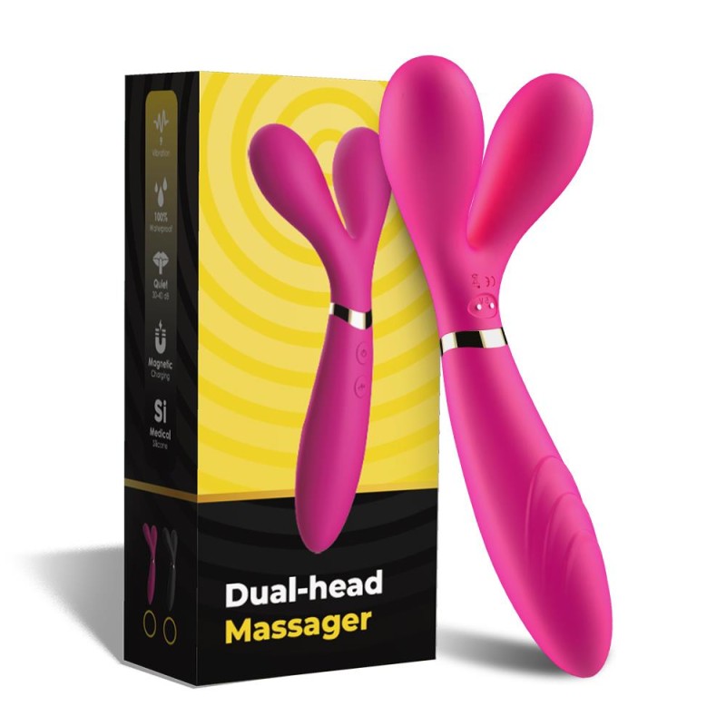 Podwójny wibrator masażer stymulator 9 trybów 19cm Podwójny wibrator masażer stymulator 9 trybów 19cm