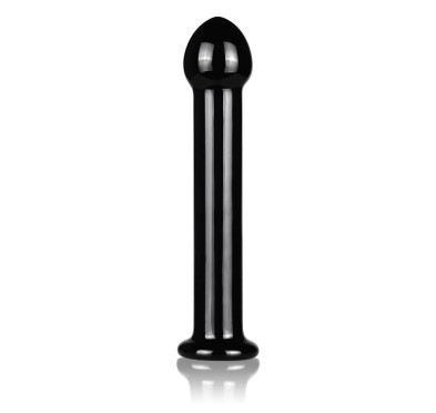 szklane czarne dildo z prostym trzonem i główką