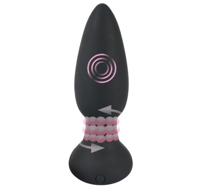 Black Velvets - Rotacyjny Korek Analny Z Pilotem 14 cm Czarny