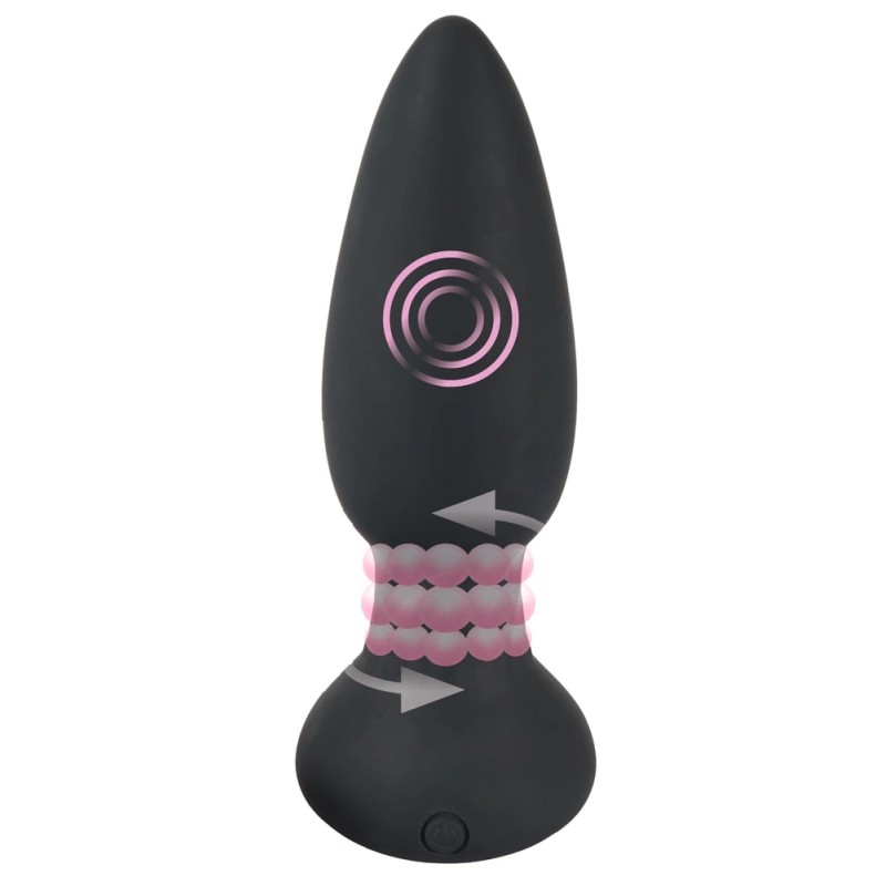 Black Velvets - Rotacyjny Korek Analny Z Pilotem 14 cm Czarny