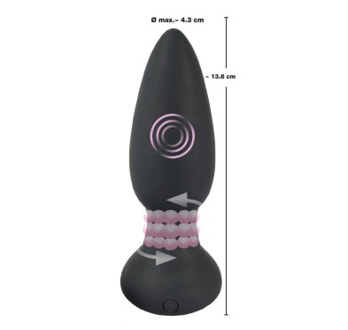 Black Velvets - Rotacyjny Korek Analny Z Pilotem 14 cm Czarny