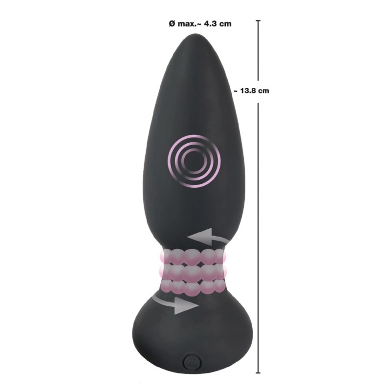 Black Velvets - Rotacyjny Korek Analny Z Pilotem 14 cm Czarny