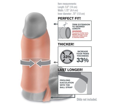 Fantasy X-Tensions - Nakładka Na Penisa 33% Większy Penis Cielisty 14cm